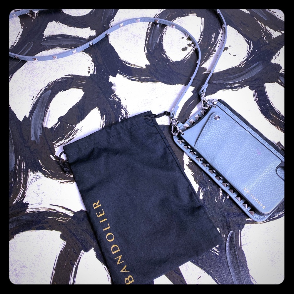 Bandolier gray studded iPhone XS max crossbody